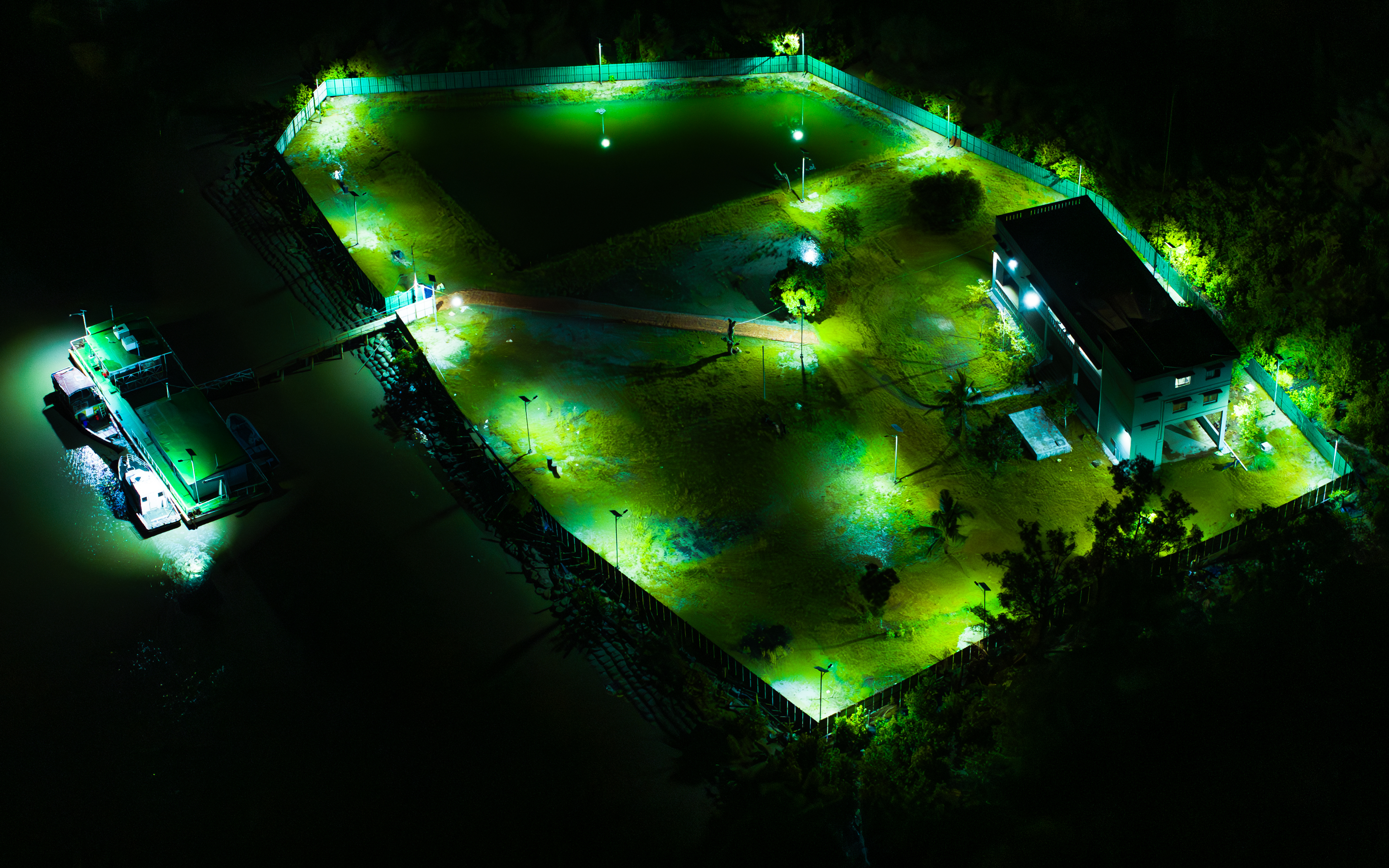 Off-grid solar and LED lighting at a coastal forward base